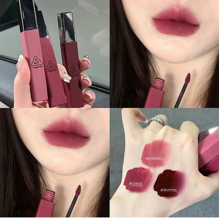Cappuvini Matte Velvet Lip Glaze Moisturizing Smooth Long-Lasting Lipstick Makeup Lip Gloss