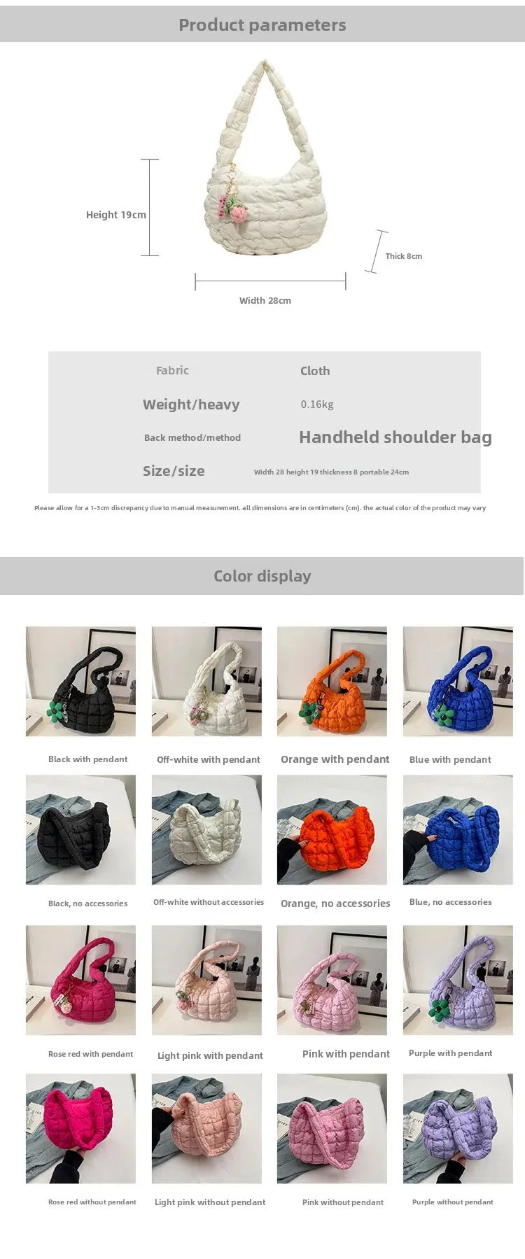 Korean Style Women's Shoulder Bag Cute Bubble Dumpling Foldable Cloud Bag Casual Fashion  bags for women luxury designer
