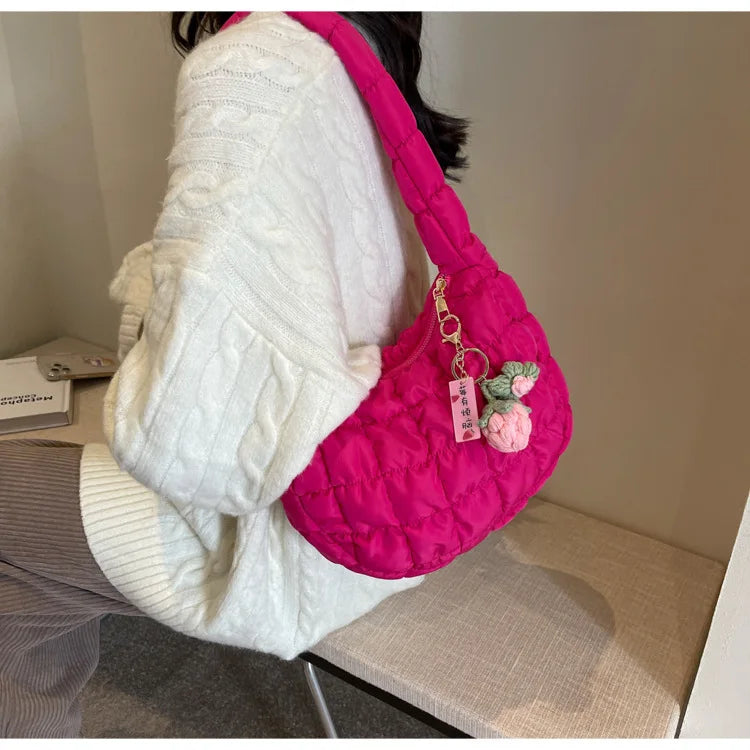 Korean Style Women's Shoulder Bag Cute Bubble Dumpling Foldable Cloud Bag Casual Fashion  bags for women luxury designer