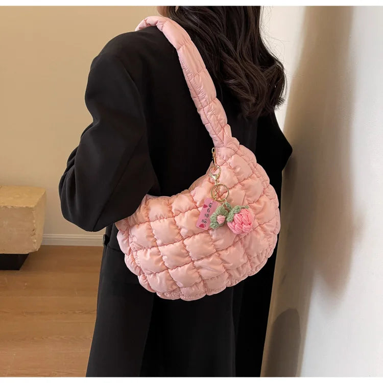 Korean Style Women's Shoulder Bag Cute Bubble Dumpling Foldable Cloud Bag Casual Fashion  bags for women luxury designer