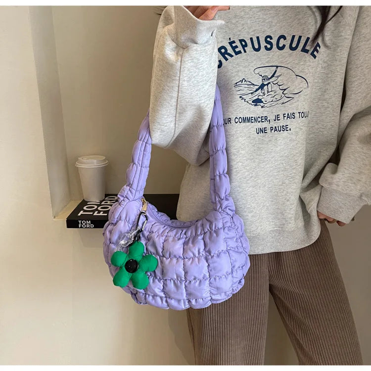 Korean Style Women's Shoulder Bag Cute Bubble Dumpling Foldable Cloud Bag Casual Fashion  bags for women luxury designer