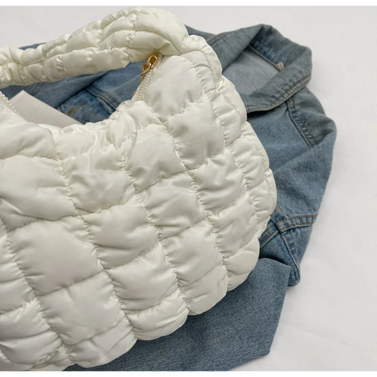 Korean Style Women's Shoulder Bag Cute Bubble Dumpling Foldable Cloud Bag Casual Fashion  bags for women luxury designer