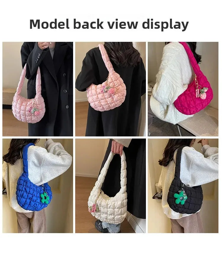 Korean Style Women's Shoulder Bag Cute Bubble Dumpling Foldable Cloud Bag Casual Fashion  bags for women luxury designer