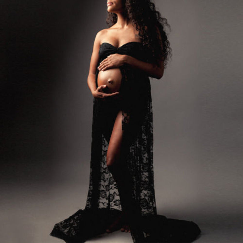 Slit-Front Pregnant Maternity Dresses for Pregnancy Pregnant Clothes Gown Women Sexy Photo Shoot Photography Props Clothing