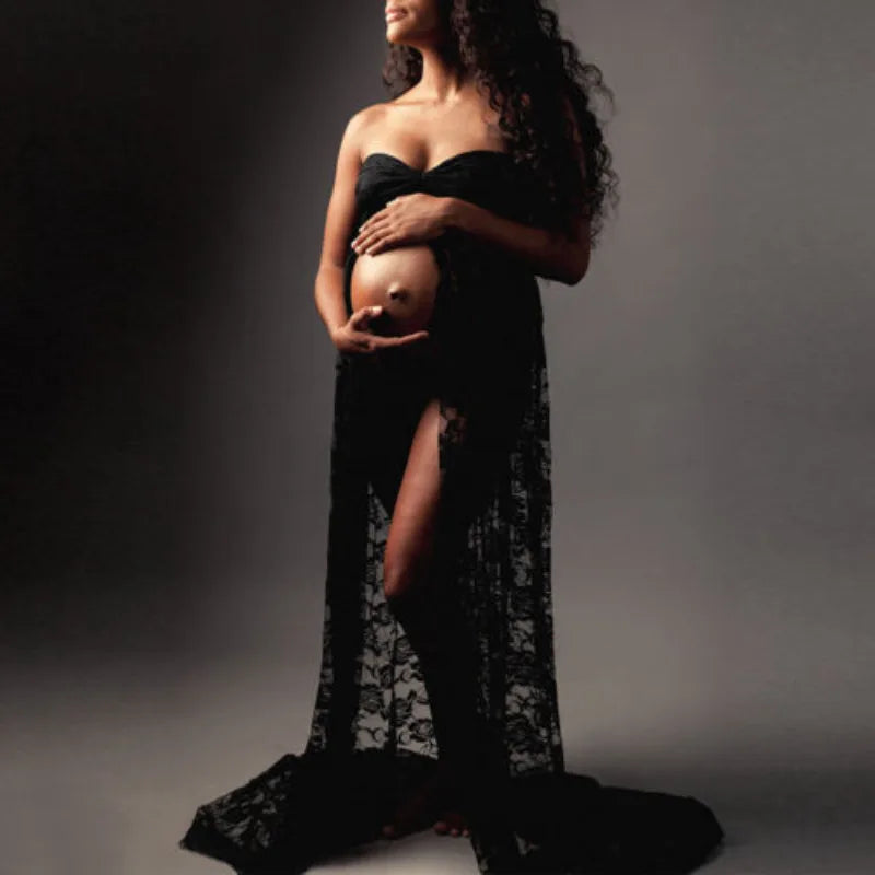 Slit-Front Pregnant Maternity Dresses for Pregnancy Pregnant Clothes Gown Women Sexy Photo Shoot Photography Props Clothing