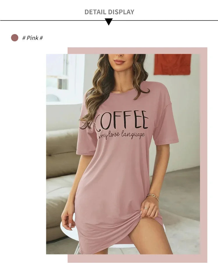 2026 New Milk Silk Nightgown Women Nightdress Short Sleeve Cartoon Nightgowns Sweet Casual Sleepwear Pijamas Sleepdress