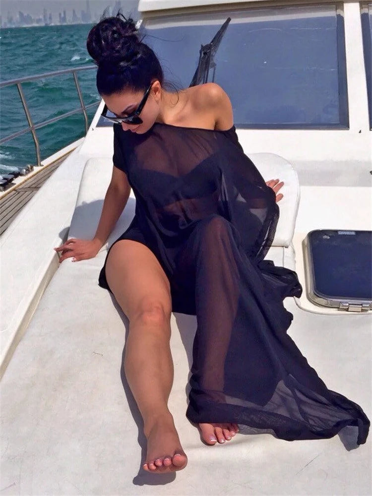Swimsuit Cover Up Women, Sheer Beach Cover Up Kaftan, Kimono Coverup, Long Dress, Bridal, Wedding, Handmade 150cm