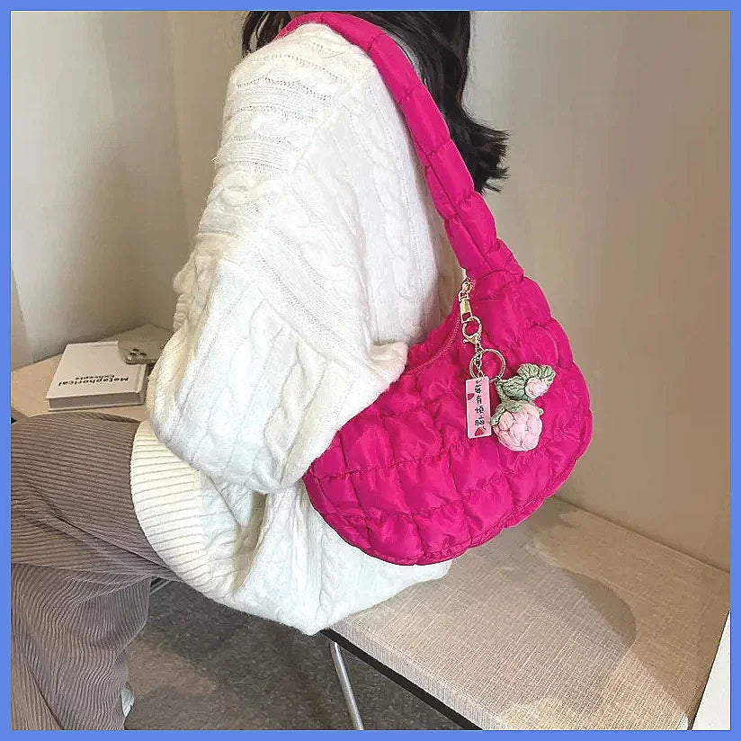Korean Style Women's Shoulder Bag Cute Bubble Dumpling Foldable Cloud Bag Casual Fashion  bags for women luxury designer