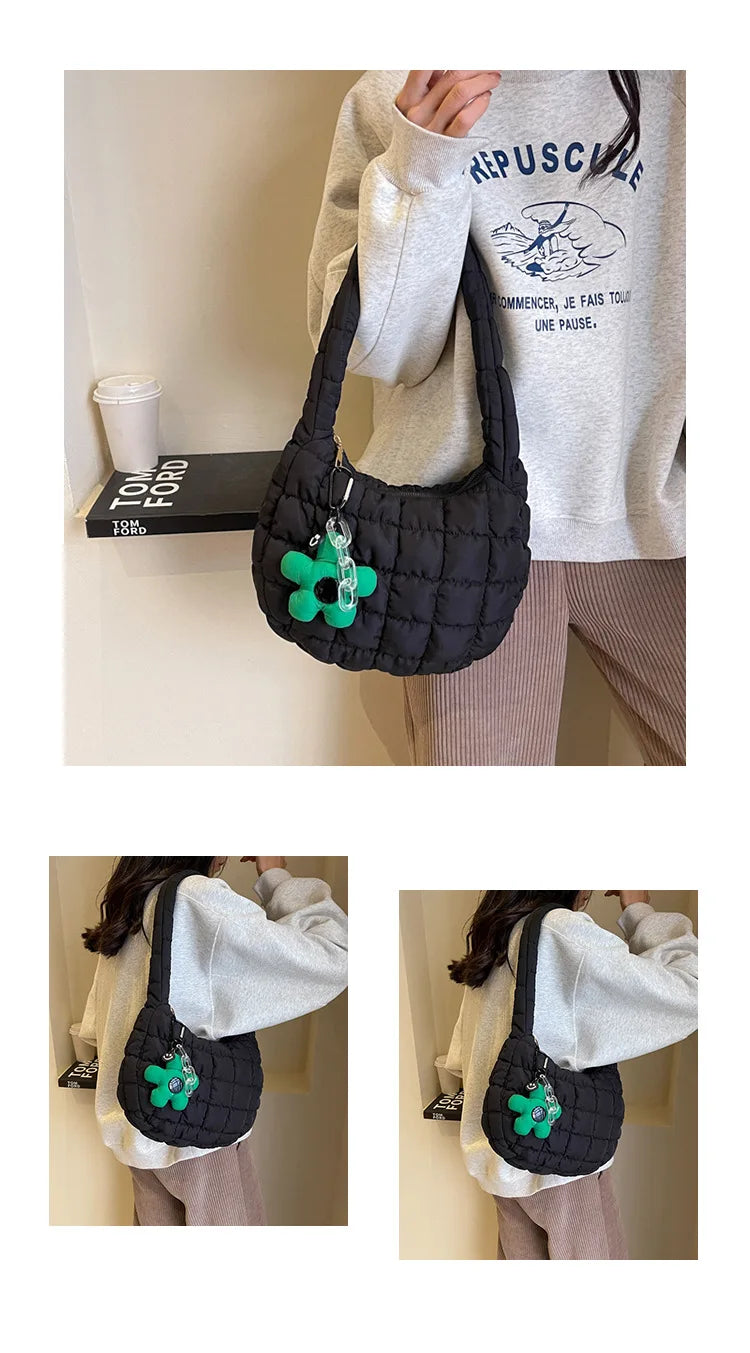 Korean Style Women's Shoulder Bag Cute Bubble Dumpling Foldable Cloud Bag Casual Fashion  bags for women luxury designer