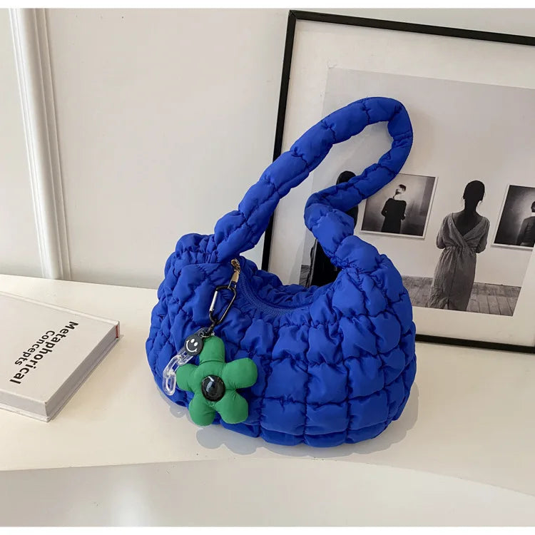 Korean Style Women's Shoulder Bag Cute Bubble Dumpling Foldable Cloud Bag Casual Fashion  bags for women luxury designer