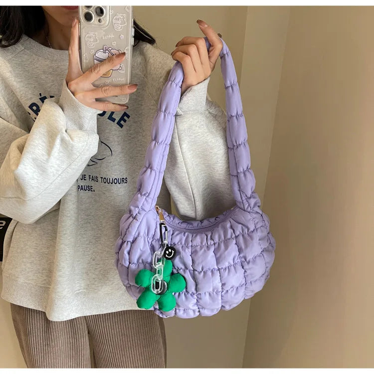 Korean Style Women's Shoulder Bag Cute Bubble Dumpling Foldable Cloud Bag Casual Fashion  bags for women luxury designer