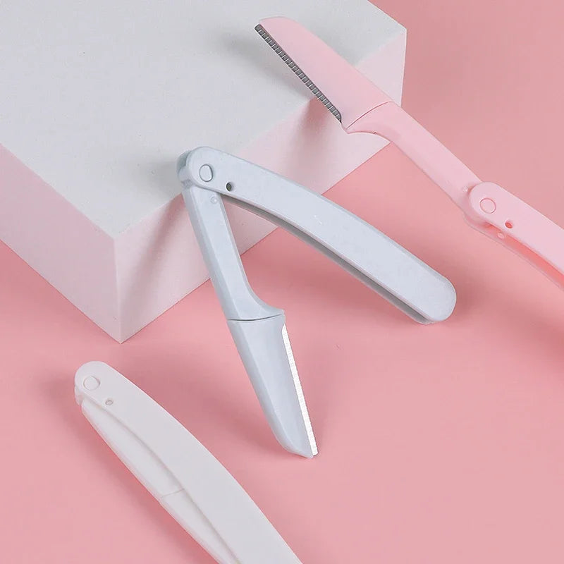 3pcs Fold Eyebrow Trimmer Scissors Hair Remover Eyebrow Comb Razor Eyebrow Clip Makeup Tools Face Razor for Women