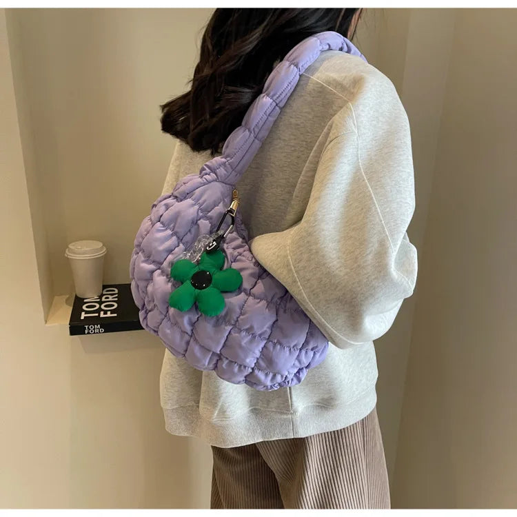 Korean Style Women's Shoulder Bag Cute Bubble Dumpling Foldable Cloud Bag Casual Fashion  bags for women luxury designer