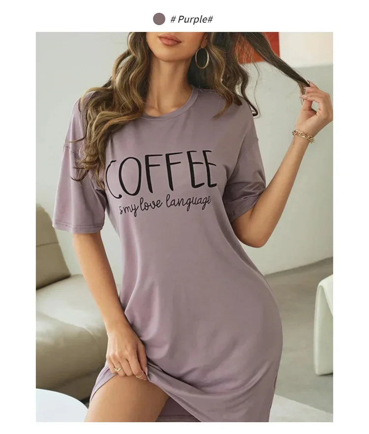 2026 New Milk Silk Nightgown Women Nightdress Short Sleeve Cartoon Nightgowns Sweet Casual Sleepwear Pijamas Sleepdress