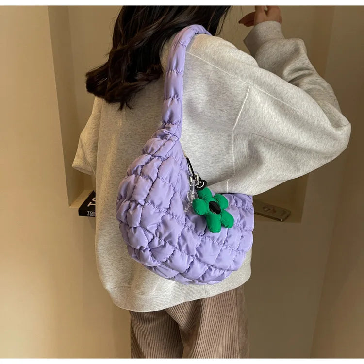 Korean Style Women's Shoulder Bag Cute Bubble Dumpling Foldable Cloud Bag Casual Fashion  bags for women luxury designer