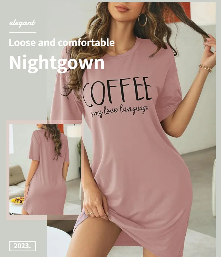 2026 New Milk Silk Nightgown Women Nightdress Short Sleeve Cartoon Nightgowns Sweet Casual Sleepwear Pijamas Sleepdress