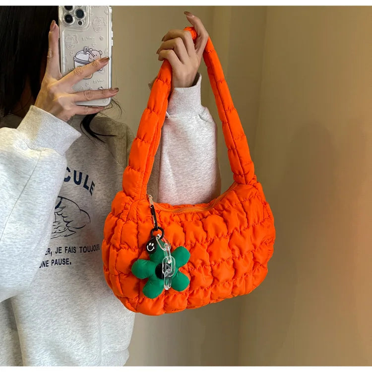 Korean Style Women's Shoulder Bag Cute Bubble Dumpling Foldable Cloud Bag Casual Fashion  bags for women luxury designer