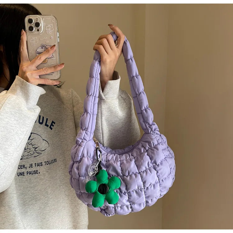 Korean Style Women's Shoulder Bag Cute Bubble Dumpling Foldable Cloud Bag Casual Fashion  bags for women luxury designer