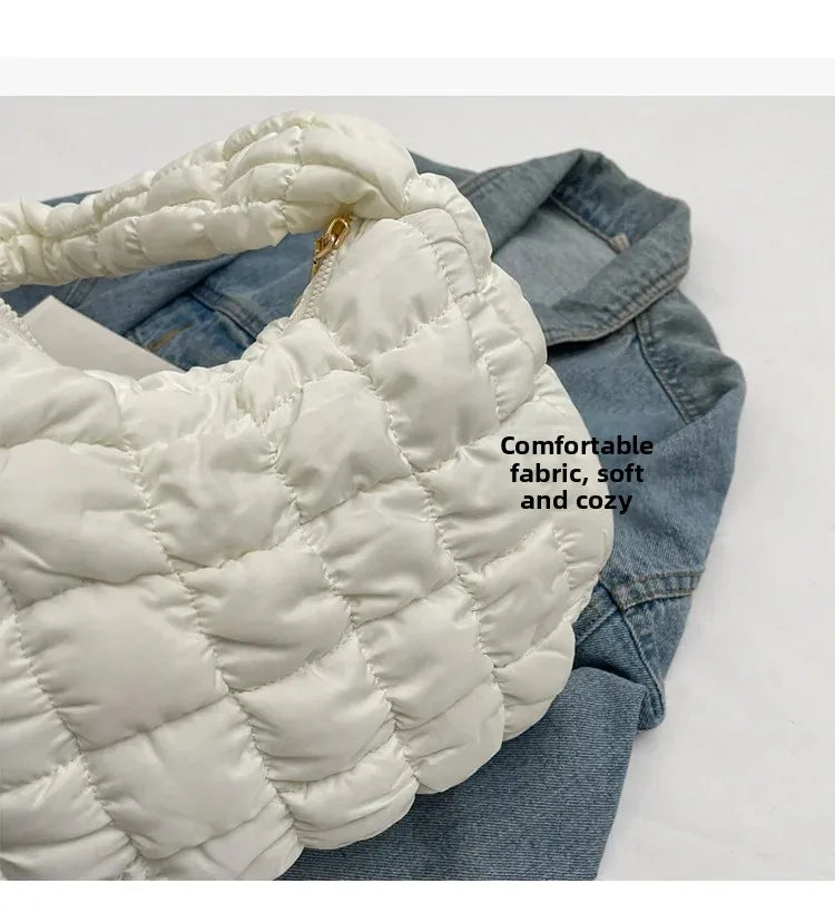Korean Style Women's Shoulder Bag Cute Bubble Dumpling Foldable Cloud Bag Casual Fashion  bags for women luxury designer