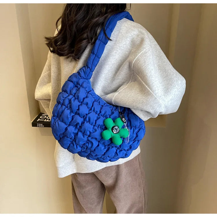 Korean Style Women's Shoulder Bag Cute Bubble Dumpling Foldable Cloud Bag Casual Fashion  bags for women luxury designer