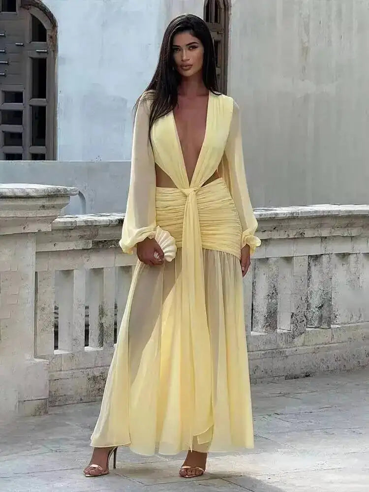 Townlike Pleated Slim Bodycon Maxi Long Dress Women Off Shoulder 2025 Autumn Winter Dress Lace Patchwork Sexy Party Dresses