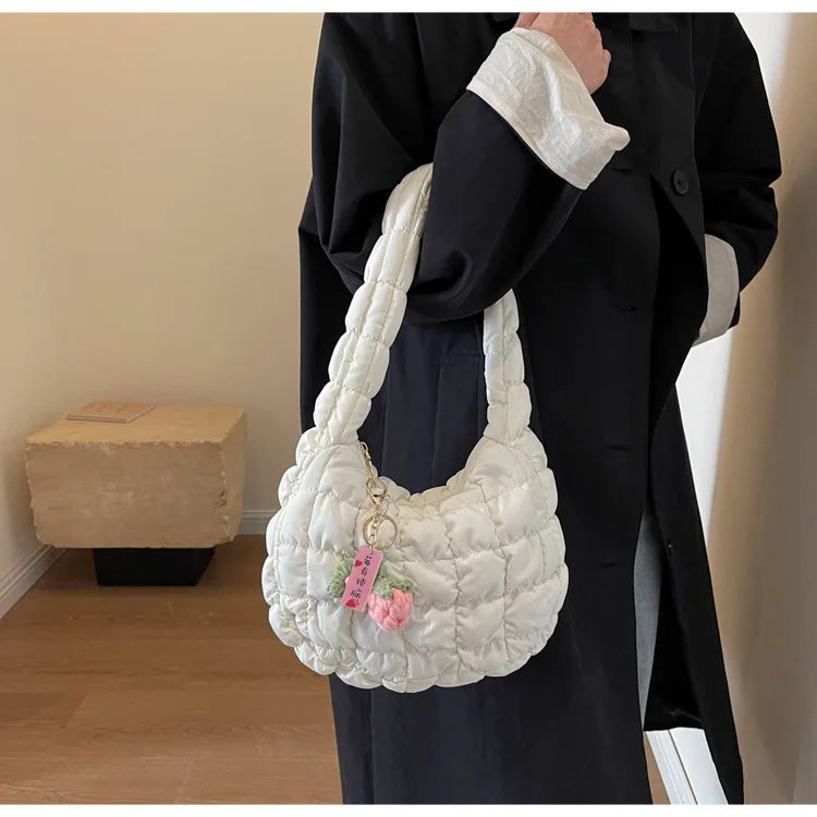 Korean Style Women's Shoulder Bag Cute Bubble Dumpling Foldable Cloud Bag Casual Fashion  bags for women luxury designer