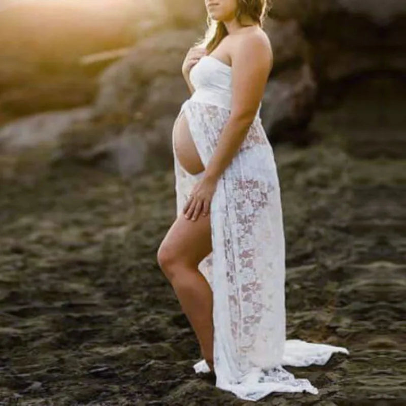Slit-Front Pregnant Maternity Dresses for Pregnancy Pregnant Clothes Gown Women Sexy Photo Shoot Photography Props Clothing