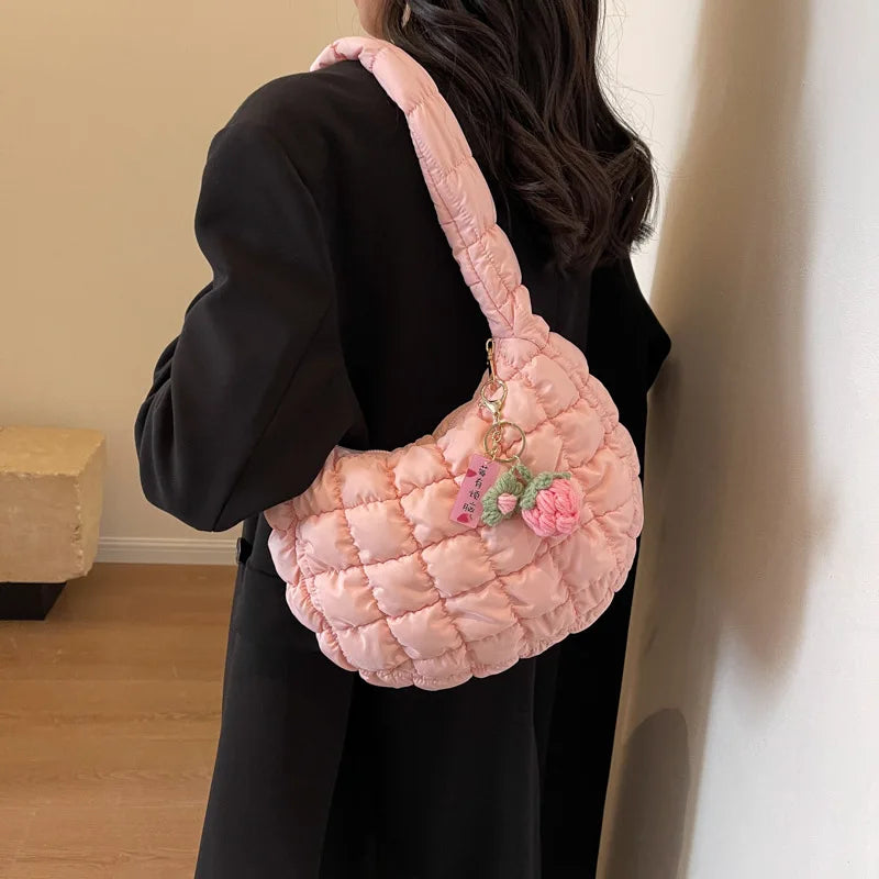 Korean Style Women's Shoulder Bag Cute Bubble Dumpling Foldable Cloud Bag Casual Fashion  bags for women luxury designer