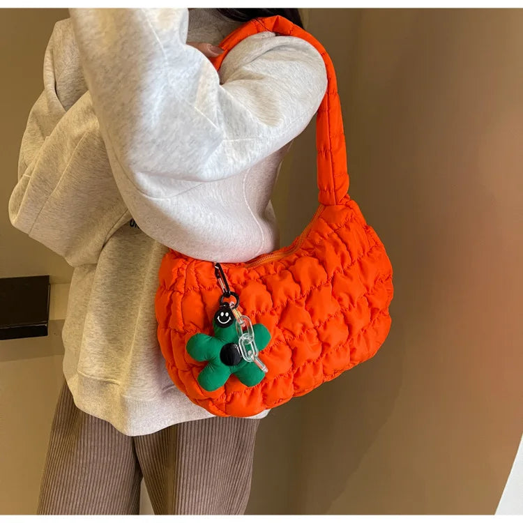 Korean Style Women's Shoulder Bag Cute Bubble Dumpling Foldable Cloud Bag Casual Fashion  bags for women luxury designer