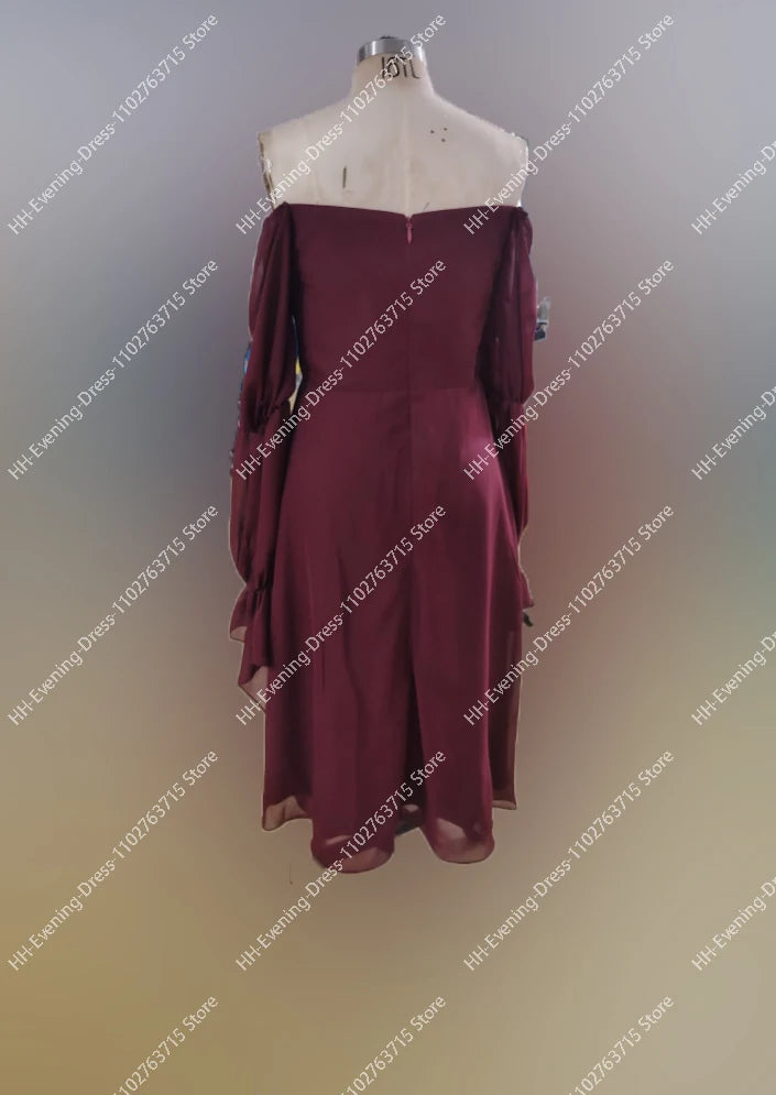 Long Burgundy Evening Dresses for Women Square Neck Ankle-Length A-Line Prom Party Wedding Gala Special Events Dress Customized