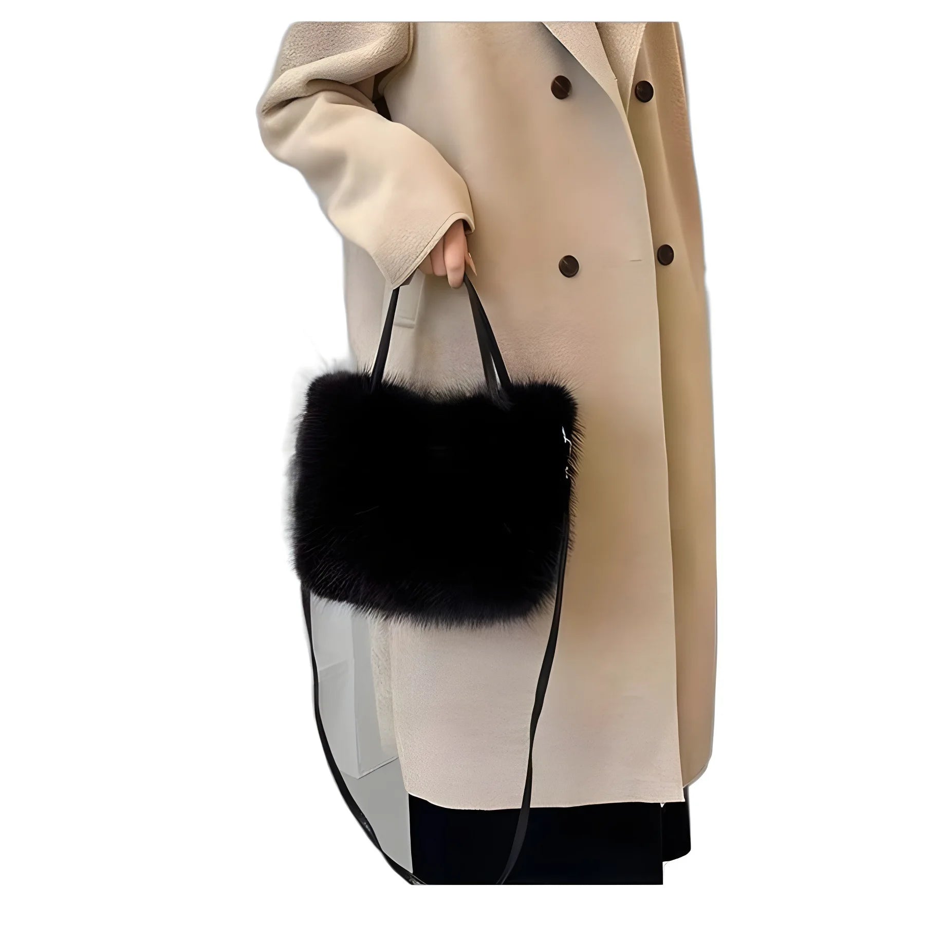 HOMEFISH Faux Fur Tote Bag Women's Bucket Plush Luxury Design Ladies Handbags Soft Winter Crossbody Shoulder Bags Bolsa Feminina