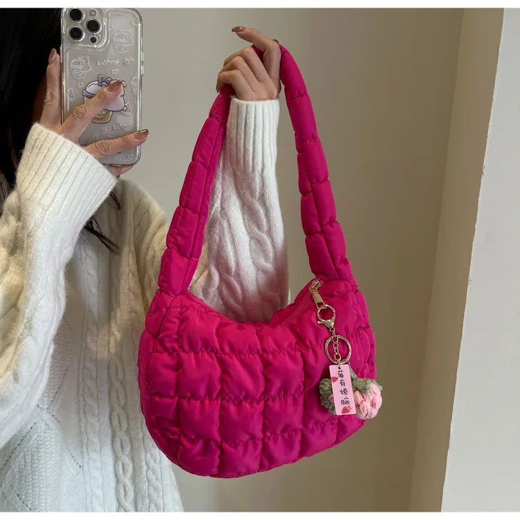 Korean Style Women's Shoulder Bag Cute Bubble Dumpling Foldable Cloud Bag Casual Fashion  bags for women luxury designer