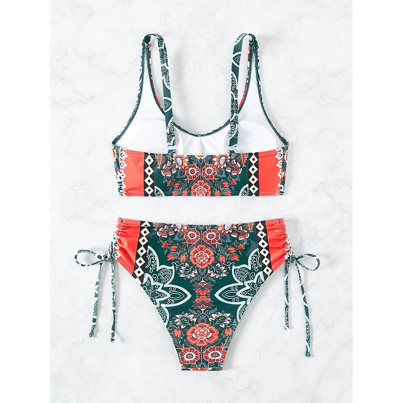 2025 New Women Bikinis Set Swimsuit Swimwear Plus Size Push Up Large Big Floral Swimming Suits Beachwear Bathing Suits ﻿