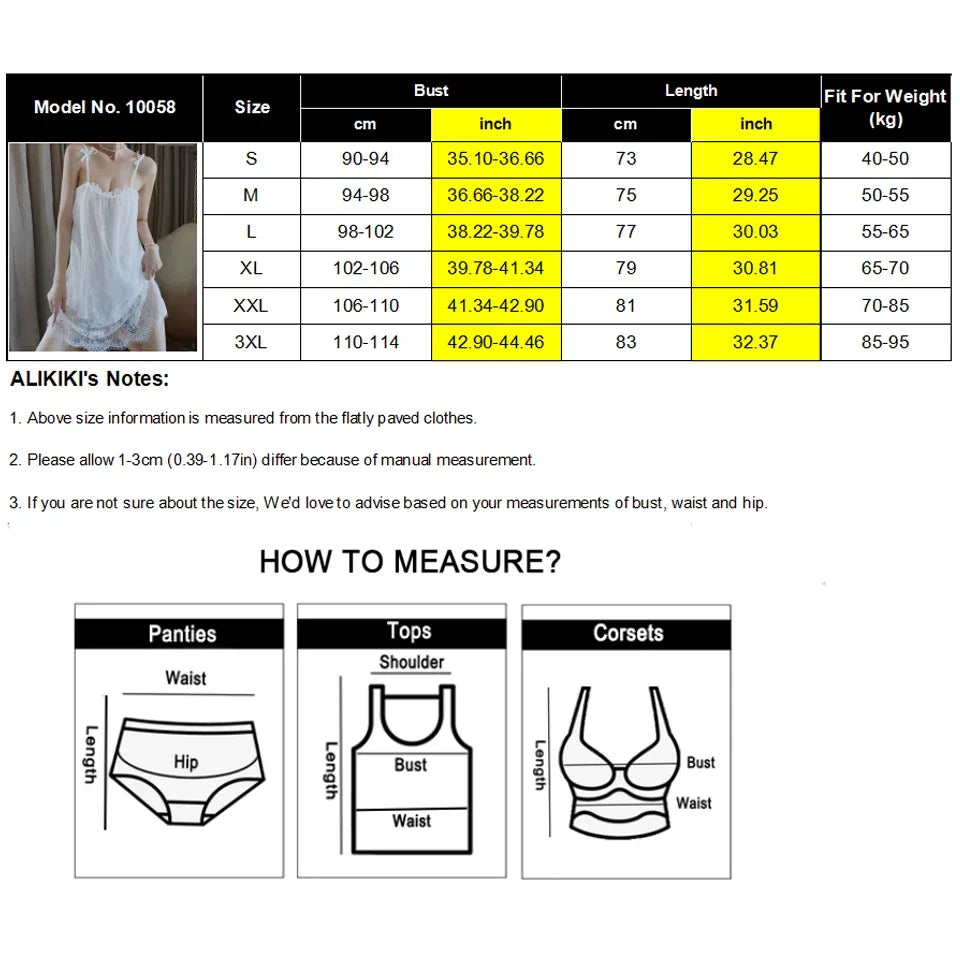 Plus Size Lingerie Lace Babydoll Chemise Nightgown Nighty Mesh Sleepwear Slip Nightdress Valentine Gifts for Women Sleepwear