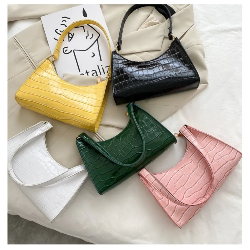 Retro Alligator Pattern Female Small Handbags and Purse Armpit Shoulder Bags High Quality PU Leather Ladies Clutch Totes Bag