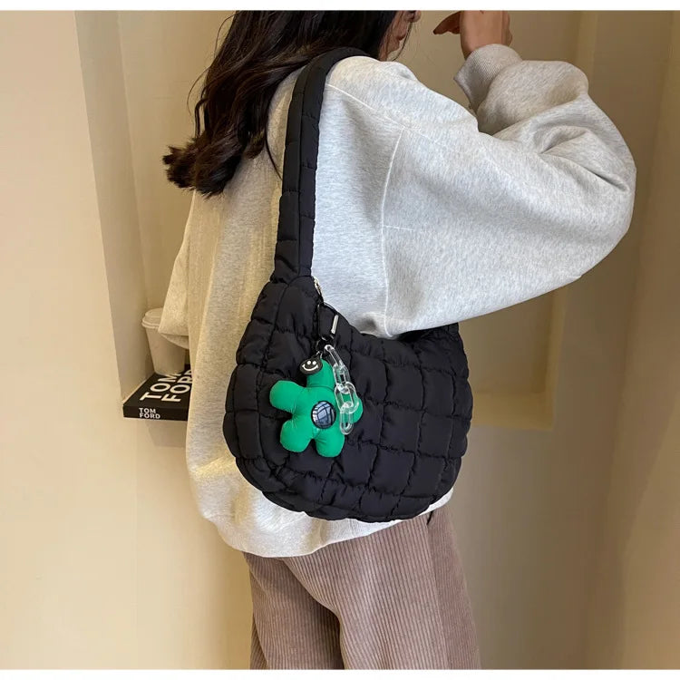 Korean Style Women's Shoulder Bag Cute Bubble Dumpling Foldable Cloud Bag Casual Fashion  bags for women luxury designer