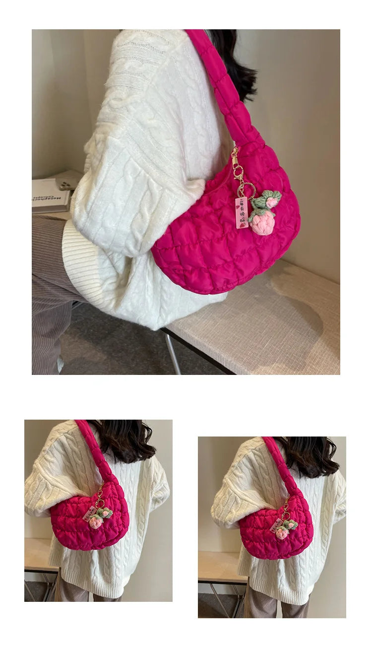 Korean Style Women's Shoulder Bag Cute Bubble Dumpling Foldable Cloud Bag Casual Fashion  bags for women luxury designer