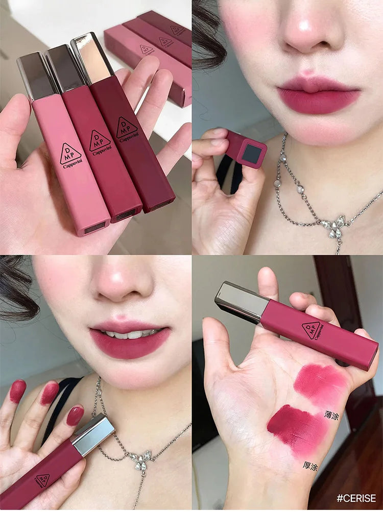 Cappuvini Matte Velvet Lip Glaze Moisturizing Smooth Long-Lasting Lipstick Makeup Lip Gloss