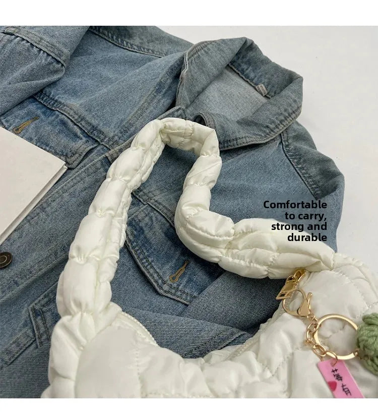 Korean Style Women's Shoulder Bag Cute Bubble Dumpling Foldable Cloud Bag Casual Fashion  bags for women luxury designer