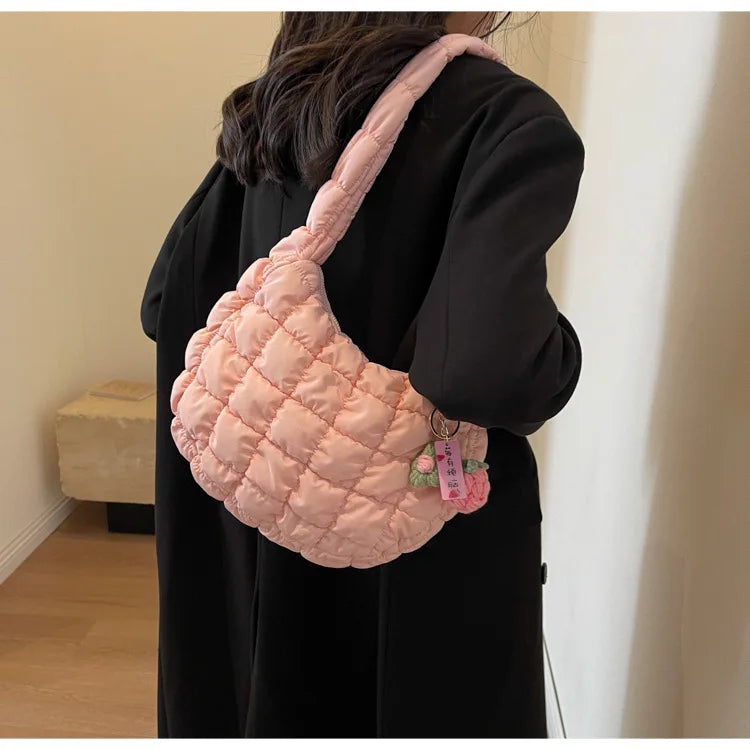 Korean Style Women's Shoulder Bag Cute Bubble Dumpling Foldable Cloud Bag Casual Fashion  bags for women luxury designer