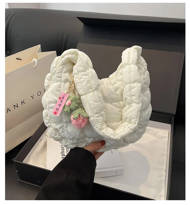 Korean Style Women's Shoulder Bag Cute Bubble Dumpling Foldable Cloud Bag Casual Fashion  bags for women luxury designer