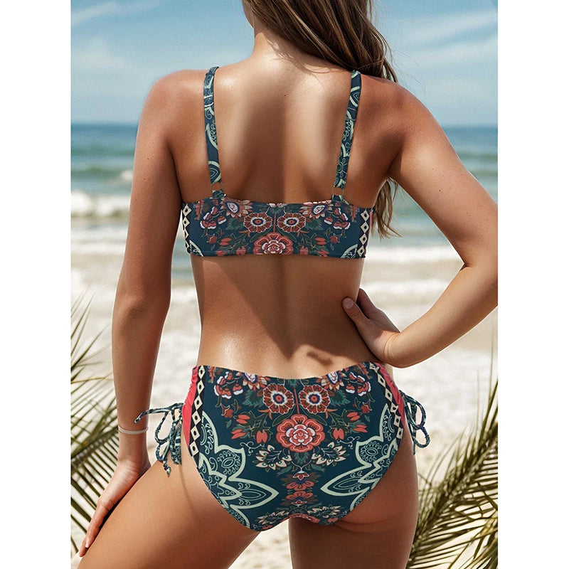 2025 New Women Bikinis Set Swimsuit Swimwear Plus Size Push Up Large Big Floral Swimming Suits Beachwear Bathing Suits ﻿